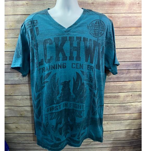 Retrofit Men's XXL Blue Graphic S/S Sleeve Shirt Gothic Y2K MMA - Picture 1 of 9